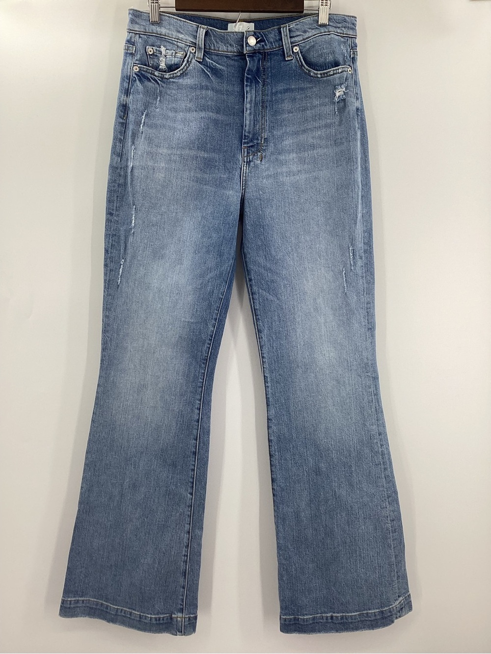 7 For All Mankind Ultra High Rise Dojo Light Wash Flare Jeans